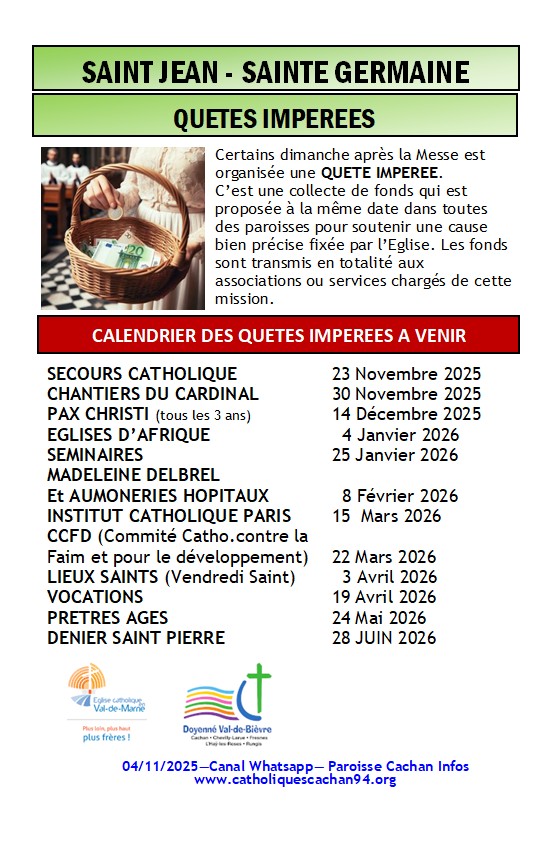 Dates des QUETES IMPEREES