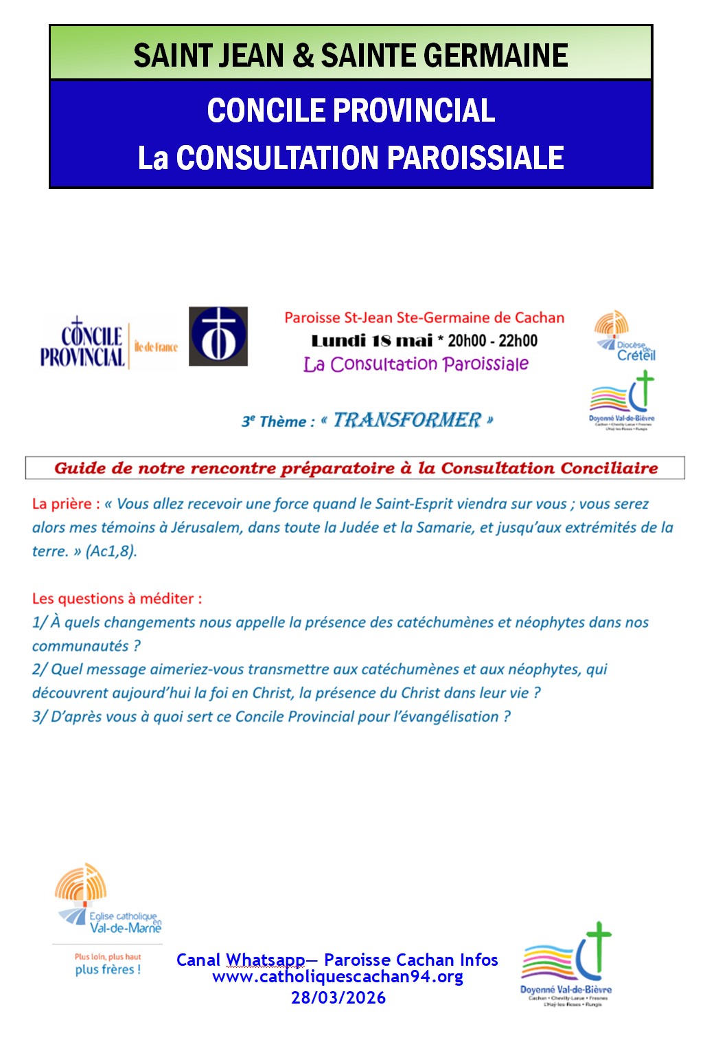Concile Paroissial - La Consultation Paroissiale